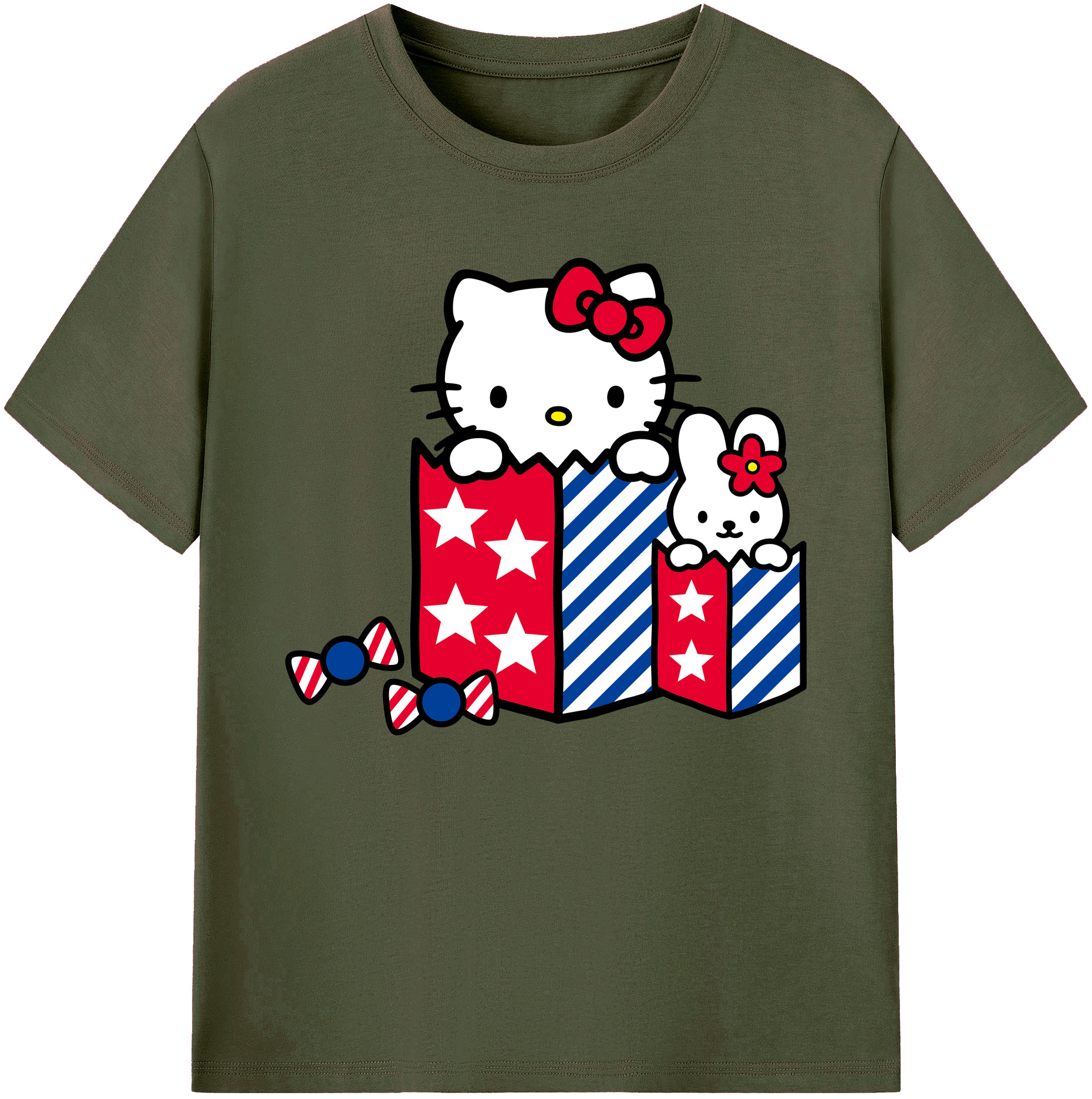 （画像用） Hello Kitty ハローキティ 綿100％ メンズ半袖Tシャツ｜肌触りやわらか＆通気性